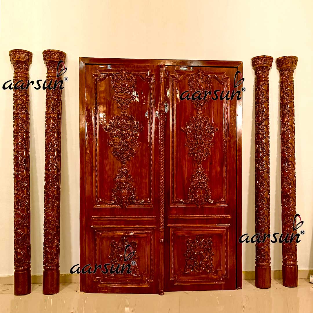 Designer Door Design with Pillar & Top view 3