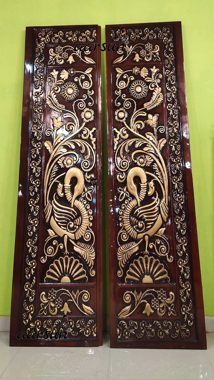 Designer Teak Wood Main Door view 4
