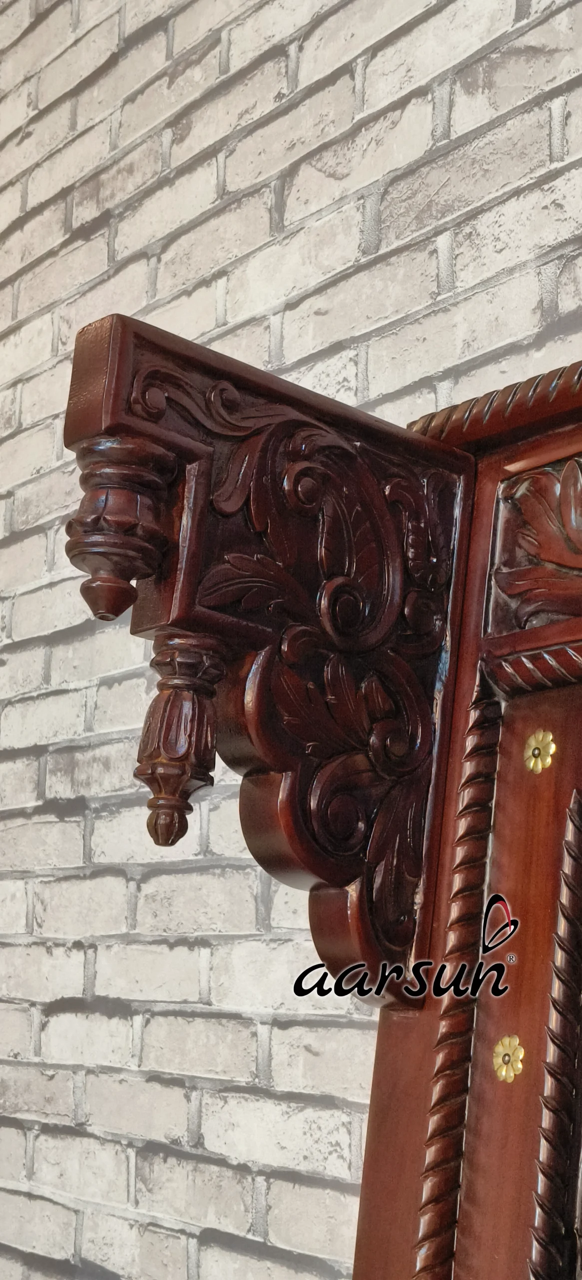 Double Door Design in Teak Wood Walnut Polish view 5