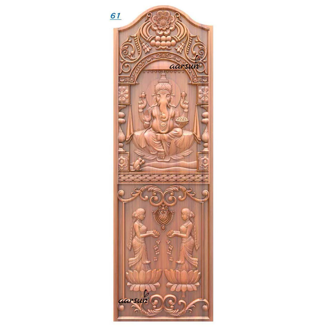 Ganesh Ji with Lotus Flowers Door