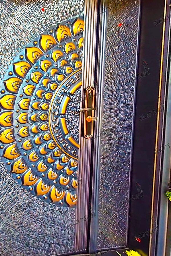 Wooden Peacock Feather Door view 3