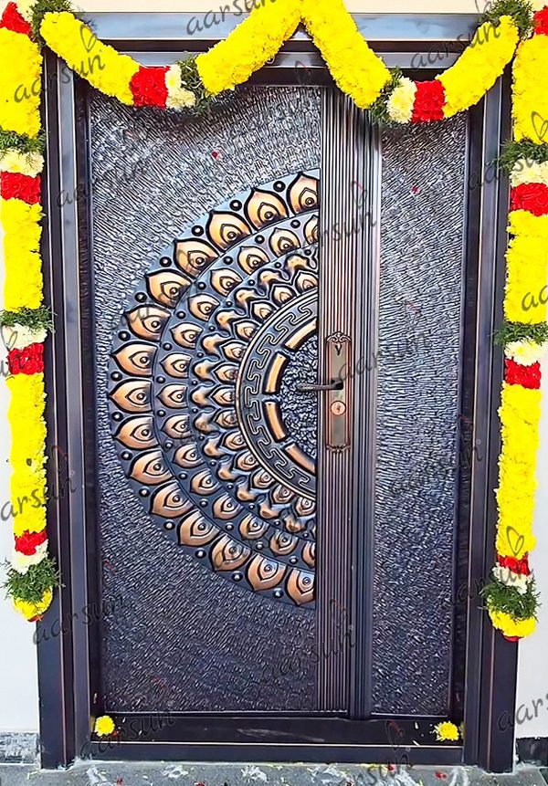Wooden Peacock Feather Door